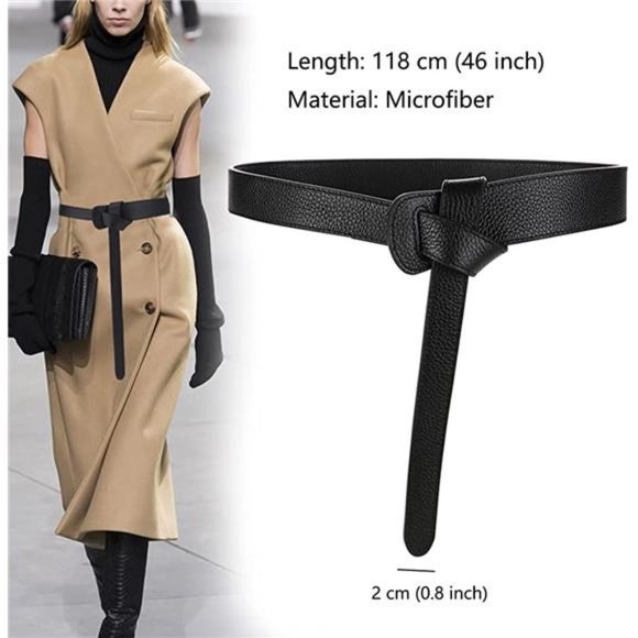 Aabellay PU Leather Corset Cinch Waistband Waist Belt Retro Tied Belt main image 5